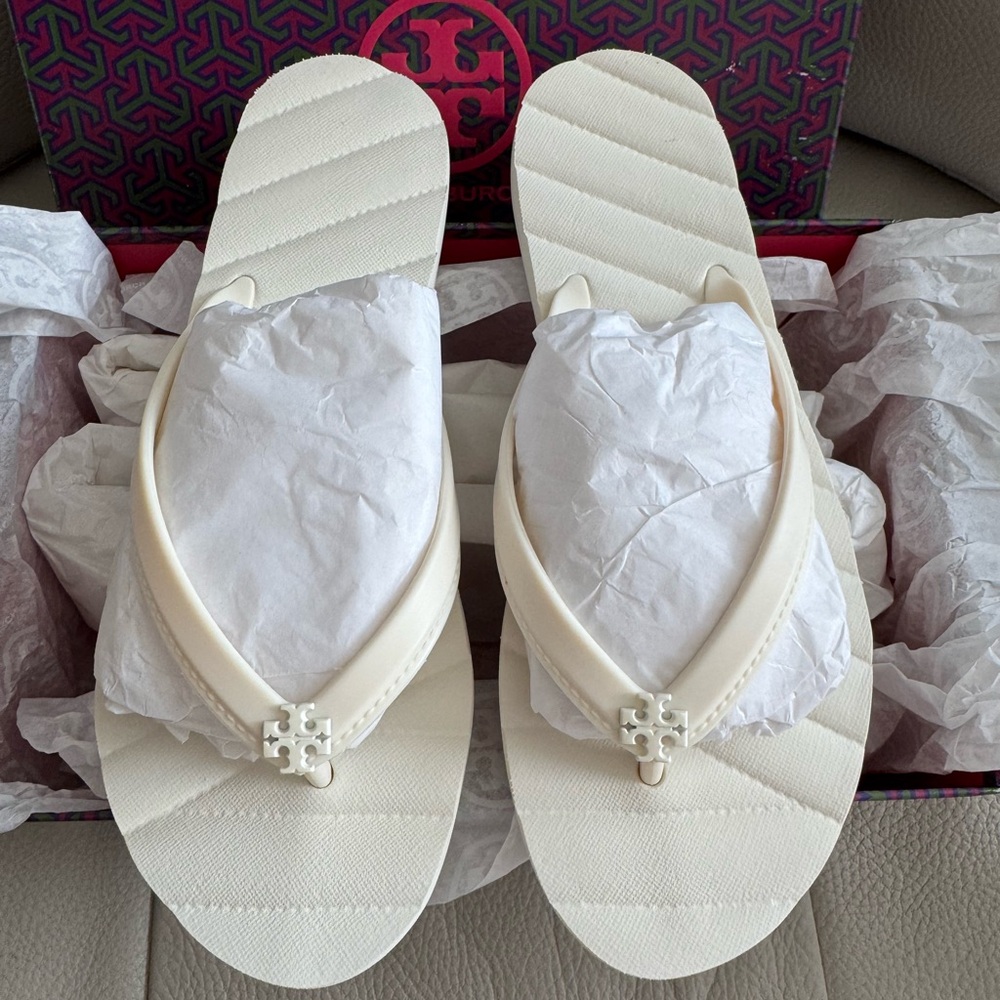 Tory Burch Cream Crisscross Sandals
